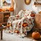 50x60 Fall Pumpkin Flannel Throw Blanket Soft Warm Fleece for Couch Bed